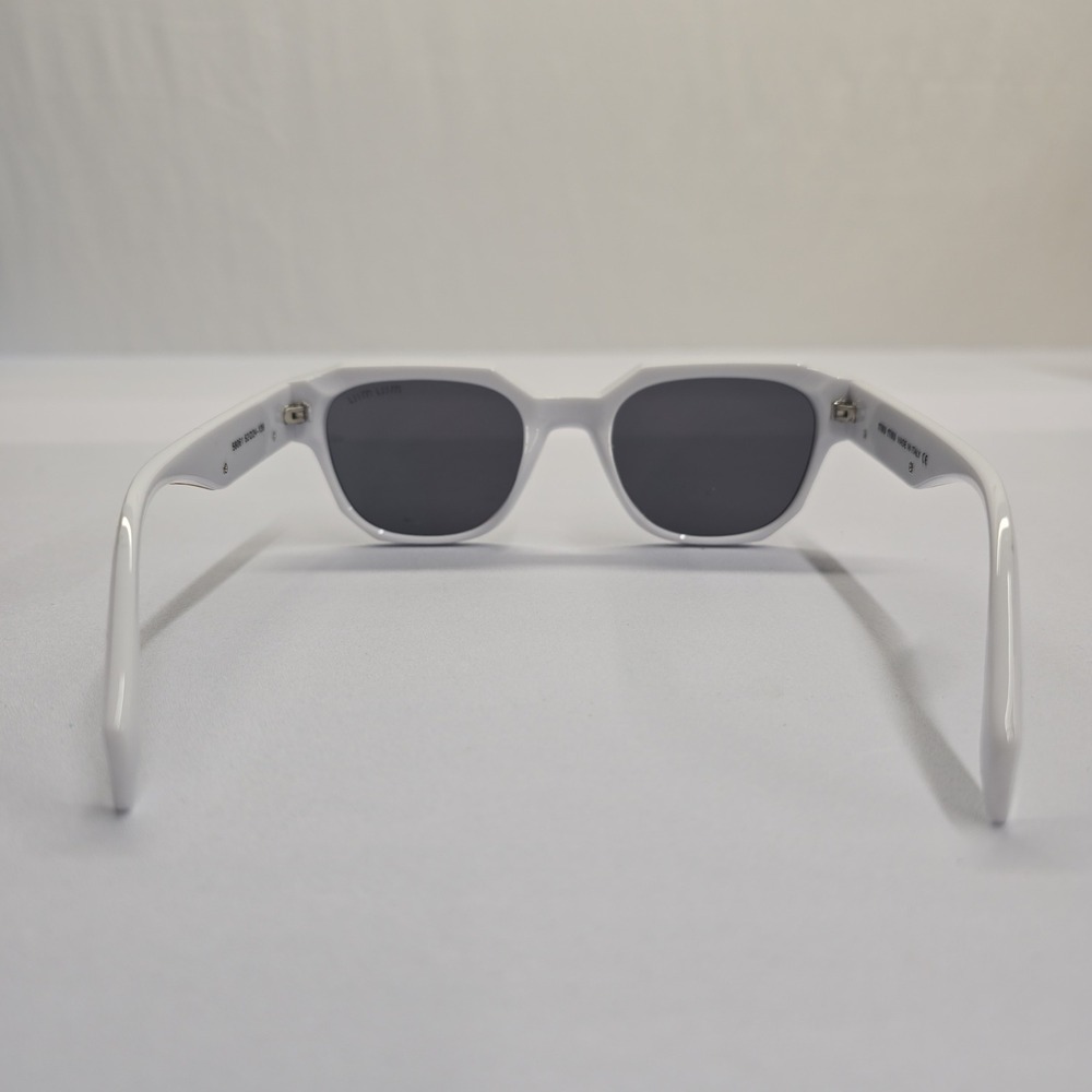 Miu Miu White Geometric Sunglasses SMU 09Y Dark Grey Lenses Made in Italy - Picture 8 of 9